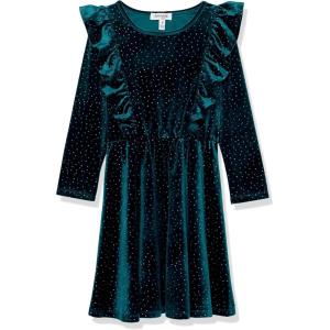 image:imageSpeechless Girls Long Sleeve Stretch Velvet DressTealSparkle
