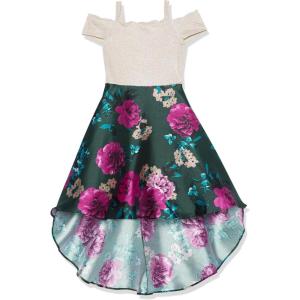 image:imageSpeechless Girls Off The Shoulder High Low Party DressPeachGreen Floral