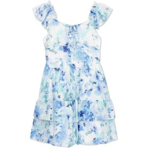 image:imageSpeechless Girls Ruffled Sleeve Laceup Front Party DressIvoryBlue