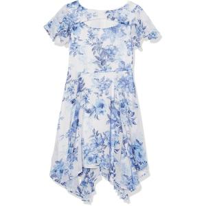 image:imageSpeechless Girls Short Sleeve Asymmetrical Hem Party DressOff WhiteBlue