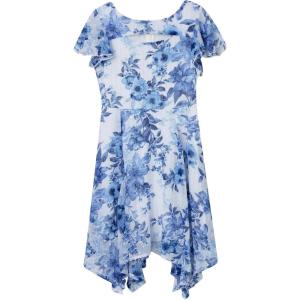 image:imageSpeechless Girls Short Sleeve Asymmetrical Hem Party DressOff WhiteBlue Floral