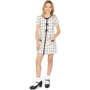 image:imageSpeechless Girls Short Sleeve Plaid Boucle DressIvoryBlack
