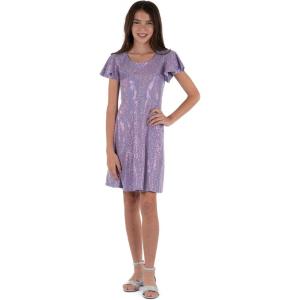 image:imageSpeechless Girls Short Sleeve Sparkly Fit and Flare Party DressLilac