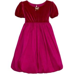 image:imageSpeechless Girls Short Sleeve Velvet Bodice and Satin Bubble Skirt Party DressFuchsia