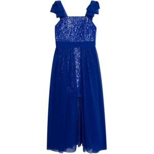 image:imageSpeechless Girls Sleeveless Bow Shoulder Sequin Chiffon WalkThrough Party DressCobalt
