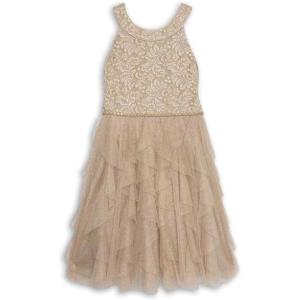 image:imageSpeechless Girls Sleeveless Glitter Tulle Corkscrew Party DressChampagne