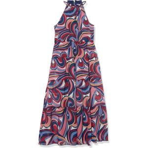 image:imageSpeechless Girls Sleeveless Halter Maxi Tiered Chiffon DressNavyMulti