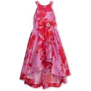 image:imageSpeechless Girls Sleeveless Halter Neck Organza High Low Tea Length Dress with Rhinstone Trim BowRedLilac