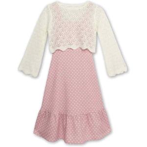 image:imageSpeechless Girls Sleeveless Scoop Neck Floral Midi Dress Crochet Sweater SetBlushIvory