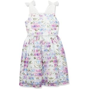 image:imageSpeechless Girls Sleeveless Shadow Stripe Organza Party DressWhiteFloral