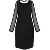 image:imageUhnice Flower Girl Long Sleeve Ruched Bodycon Dress for Wedding Party DanceBlack