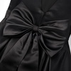 image:imageUhnice Girls Satin Flower Girl Dress with Detachable Bow Sleeveless Ankle Length Party Gown for Wedding BirthdayBlack