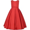 image:imageUhnice Girls Satin Flower Girl Dress with Detachable Bow Sleeveless Ankle Length Party Gown for Wedding BirthdayRed