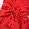 image:imageUhnice Girls Satin Flower Girl Dress with Detachable Bow Sleeveless Ankle Length Party Gown for Wedding BirthdayRed