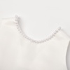 image:imageUhnice Girls Satin Flower Girl Dress with Pearl Trim Organza Sash and Detachable Bow Sleeveless Ankle Length Formal GownWhite With Black Sash and Bow