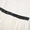 image:imageUhnice Girls Satin Flower Girl Dress with Pearl Trim Organza Sash and Detachable Bow Sleeveless Ankle Length Formal GownWhite With Black Sash and Bow