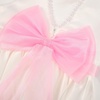 image:imageUhnice Girls Satin Flower Girl Dress with Pearl Trim Organza Sash and Detachable Bow Sleeveless Ankle Length Formal GownWhite With Pink Sash and Bow