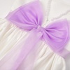 image:imageUhnice Girls Satin Flower Girl Dress with Pearl Trim Organza Sash and Detachable Bow Sleeveless Ankle Length Formal GownWhite With Purple Sash and Bow