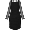 image:imageUhnice Flower Girl Long Sleeve Ruched Bodycon Dress for Wedding Party DanceBlack