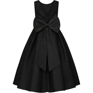 image:imageUhnice Girls Satin Flower Girl Dress with Detachable Bow Sleeveless Ankle Length Party Gown for Wedding BirthdayBlack